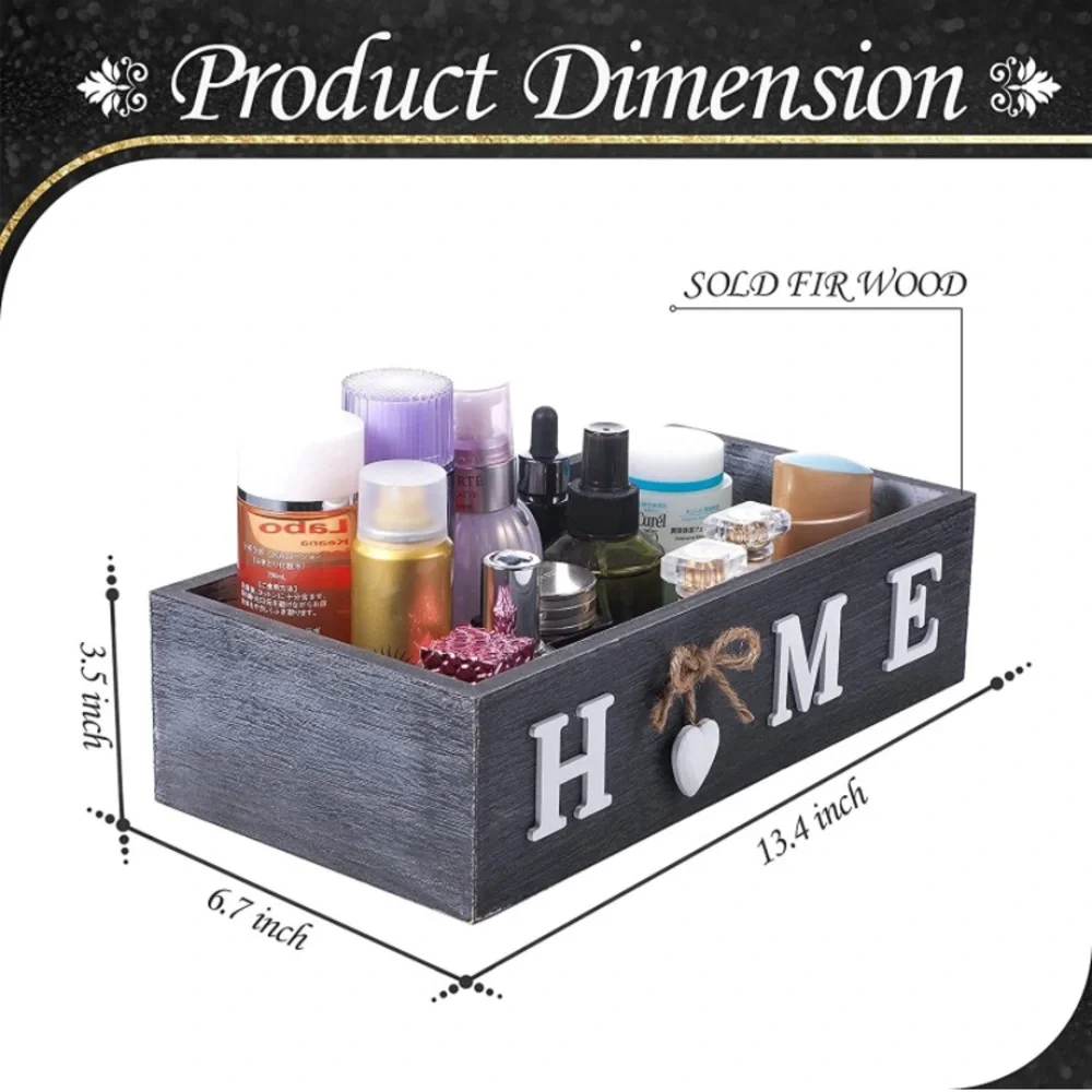 Toilet Paper Storage Box Bathroom Wood Tank with Home Sign Rustic